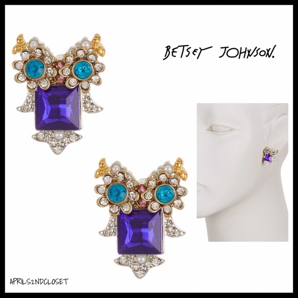 Betsey Johnson Jewelry - BETSEY JOHNSON PAVE JEWELED CRYSTAL OWL EARRINGS Betsey Johnson Jewelry - BETSEY JOHNSON PAVE JEWELED CRYSTAL OWL EARRINGS